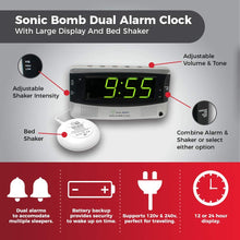 Load image into Gallery viewer, Sonic Alert SB200SS Alarm Clock, Battery Backup | Wake with a Shake, (gray) Silver