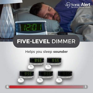 Sonic Alert SB200SS Alarm Clock, Battery Backup | Wake with a Shake, (gray) Silver